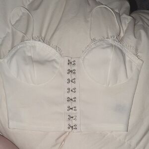 Shein Elegant Cream Lace-Trimmed Bustier